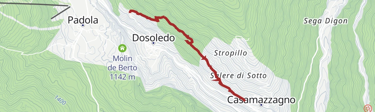Route map: Troi di Bacani - Val Comelico